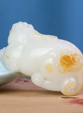 孤品大师工和田玉羊脂玉貔貅手把件大嘴貔貅把玩件玉石玉器手把件