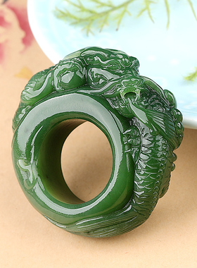 涵怡龙头扳指和田玉碧玉