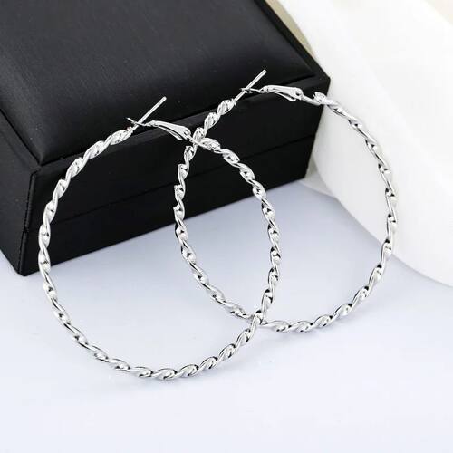 New Fashion Sliver Gold Color Big Hoop Earrings Hoops - 图1