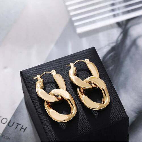 Twisted Cuban Chain Hanging Drop Earrings for Women Punk - 图1