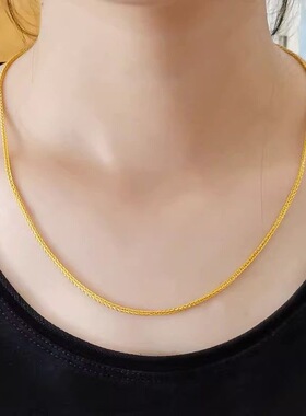 加长60cm越南沙金女士项链镀金项链细款麻花圆珠毛衣链不易掉色