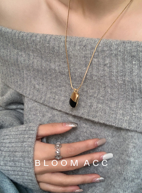 韩国简约ins风双面颜色小酒壶吊坠项链女简约长款个性配饰毛衣链