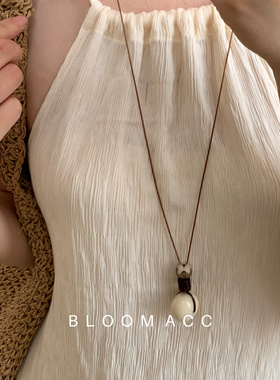 民族风松果白玉菩提平安扣吊坠项链女新中式复古禅意长款毛衣链