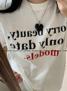 韩国小众简约时尚百搭果冻爱心吊坠钛钢项链日常百搭锁骨链配饰链