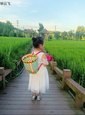 手工编织塑料儿童小背篓