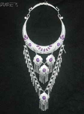 彝族银饰项链儿童苗寨特色苗银复古表演大项链苗族民族风配饰节日