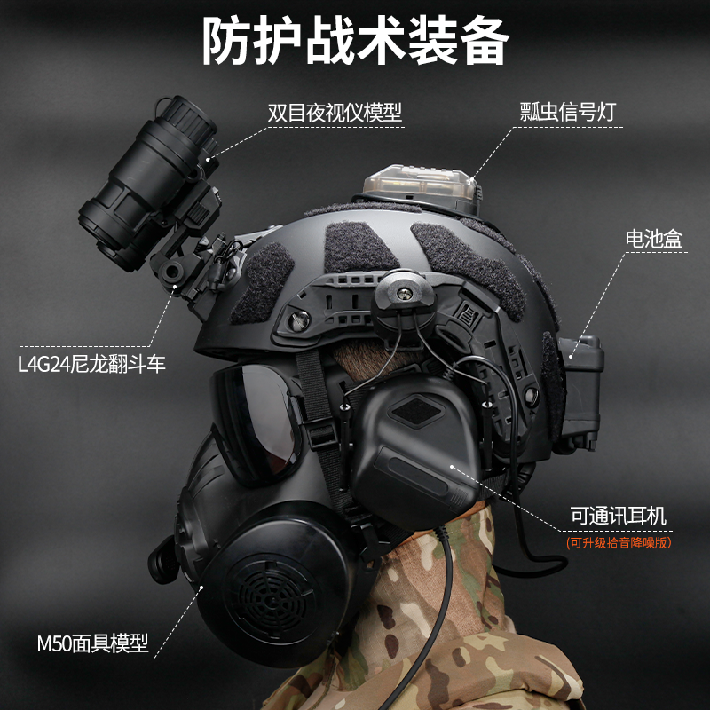 战术兵FAST SF超高切战术头盔M50防毒面具模型套装cos三角洲行动 - 图0