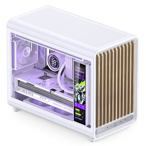 乔思伯D33 WOOD玻璃侧透带副屏MATX屏显台式游戏360水冷电脑机箱 - 图0