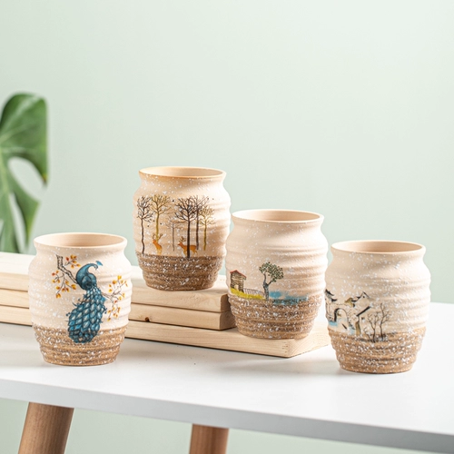 Керамический милый дышащий большой креативный цветочный горшок, простой и элегантный дизайн