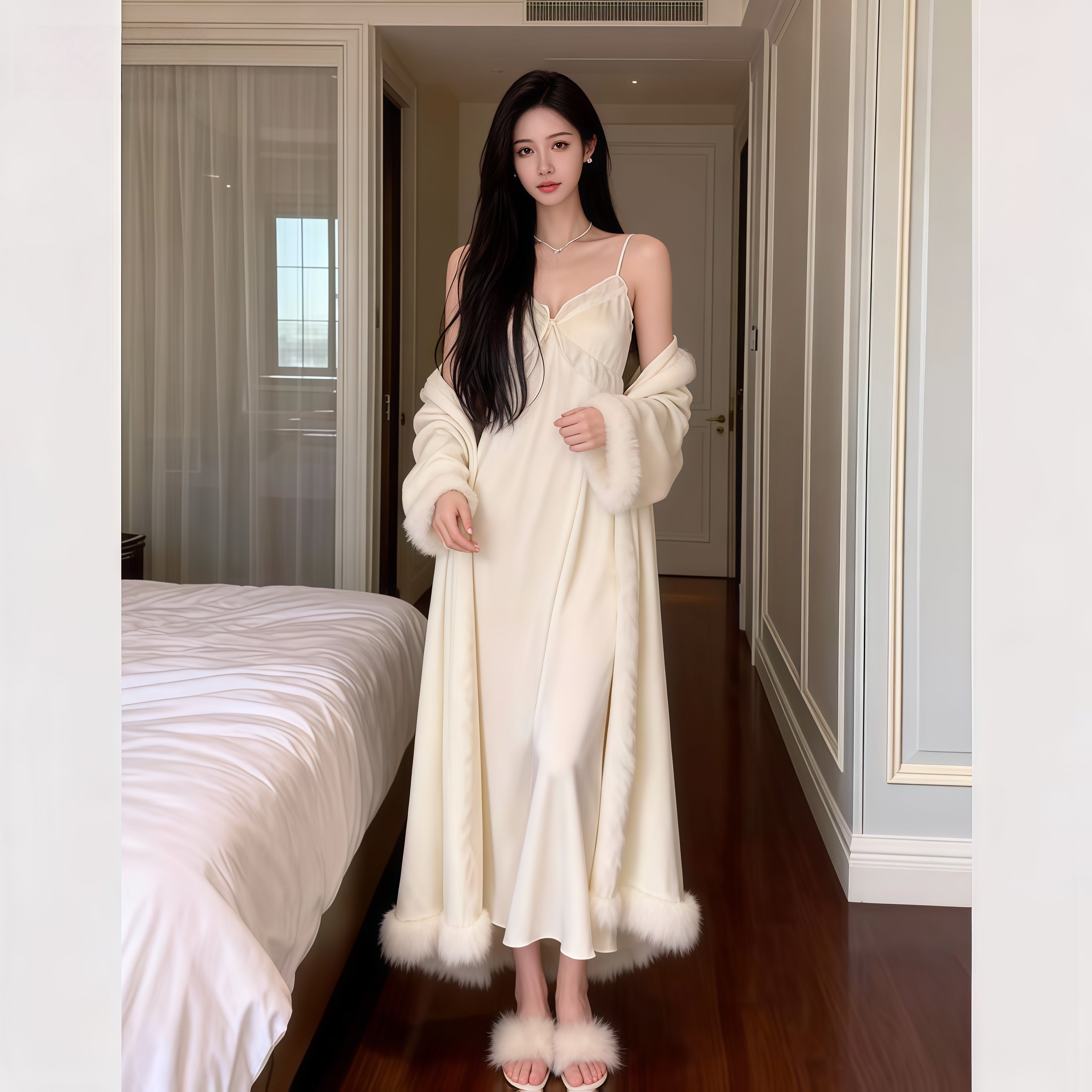 法式奢华兔毛双面绒显瘦冬季高级感气质海岛绒女睡裙睡袍礼盒装,淘宝优惠券,粉丝福利购,淘宝优惠卷