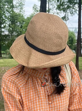 杨超越同款大檐防晒草编渔夫帽