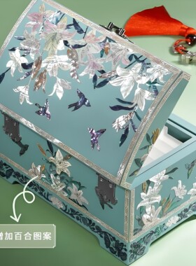 澜馥非遗螺钿首饰盒送女友生日送新娘结婚礼物高档精致首饰盒