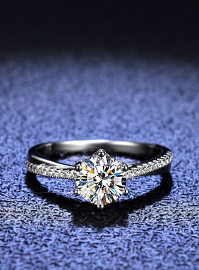 莫桑石戒指女925纯银镀PT950 铂金扭臂交叉交织藤曼钻戒戒子