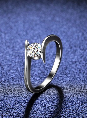 莫桑石925纯银戒指女镀PT950 铂金轻奢时尚指环命运女神钻戒戒子