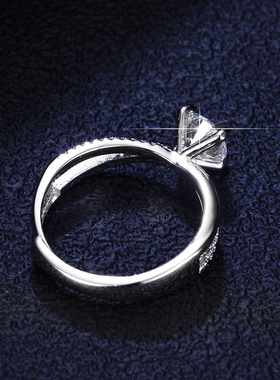 莫桑石镀PT950 铂金戒指女925银指环个性六爪闪钻ins钻戒尾戒子