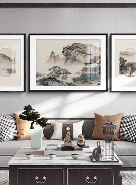 客厅新中式元宝招财靠山山水画
