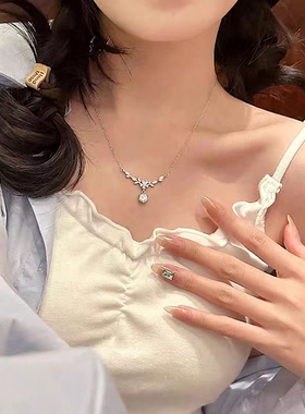 耳边风麦穗项链配一克拉锆石轻奢