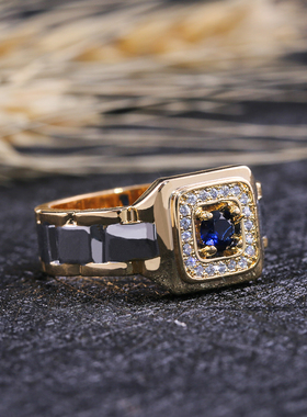 Huitan Party Men Rings Creative Watch Shaped Two Tone