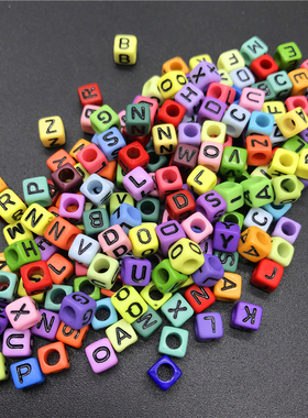 100pcs 6mm Mix Letter Beads Square Alphabet Beads Acrylic B