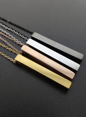 2022 Black Rectangle Pendant Necklace Men Trendy Simple