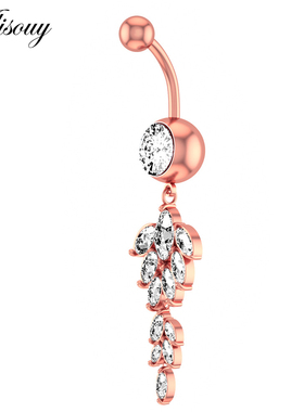 Alisouy 1pc Flower Heart Dangled Belly Navel Piercing Butto