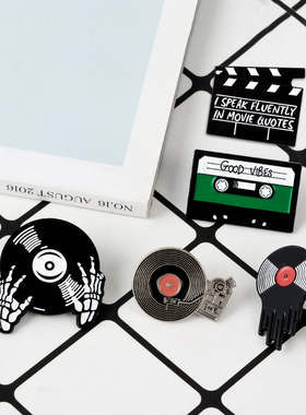 Punk Music Lovers Enamel Pin Good vibes tape DJ Vinyl Recor