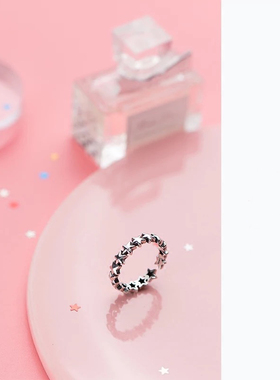 Real 925 Sterling Silver vintage star Ring For Fashion Wome