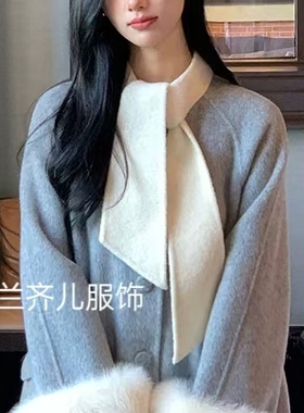 秋冬外搭领带装饰领结多功能小围脖毛呢百搭围巾绑带领部配饰女