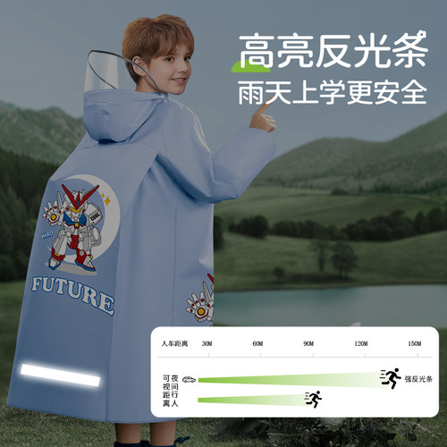 儿童雨衣男童女童小学生上学专用带书包位全身防水一年级新款雨披 - 图2