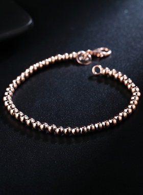 100% 925 Solid Real Sterling Silver Fashion 4mm Beads Chain