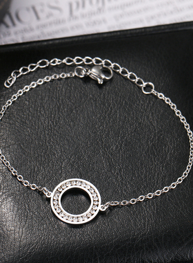 Stainless Steel Bracelets Crystal Zircon Hollow Round