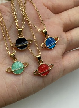 Fashion Choker Necklace Cartoon Enamel Starry Planet