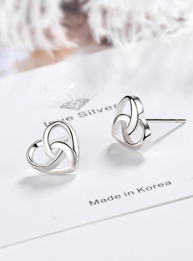 Sterling Silver Love Heart Stud Earrings For Women Luxury