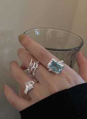 Silver Color Metal Rings Set New Trend Vintage Elegant