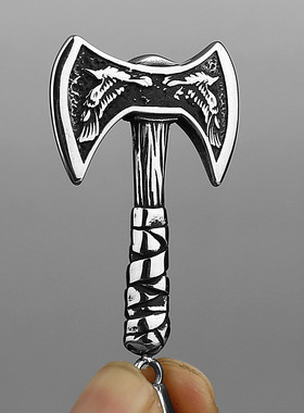 Odin Raven Huginn and Muninn Double Axe Titanium Steel