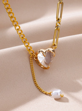 Gold Color 316L Stainless Steel Necklace For Women Zircon