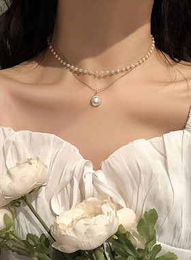 2023 Dainty Pearl Flower Bow-knot Choker Necklace Long
