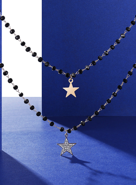 Fashion Double Layer Black Crystal Beads Necklace For Women