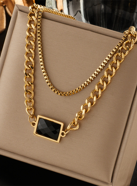 2023 316L Stainless Steel Gold Color Multilayer Necklace For