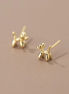Silver Needle Mini Balloon Dog Earrings Women Version