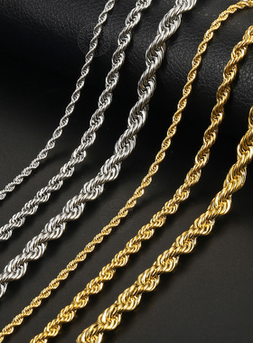 3/5/7mm Minimalist Rope Chain Necklace Never Fade