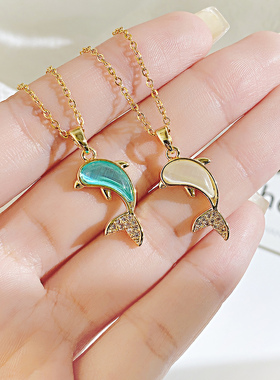 316L Stainless Steel Romantic Dolphin Pendants Necklace For