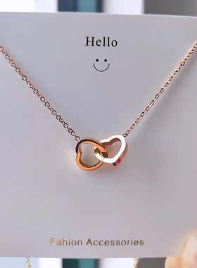 Korean Fashion Simple Double Ring Love Collarbone Chain