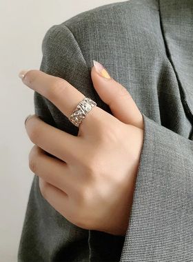 Punk Irregular Bump Wide Facet Silver Color Metal Rings for