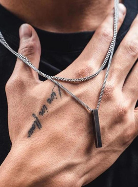 Fashion Rectangle Men Pendant Necklace Classic Stainless