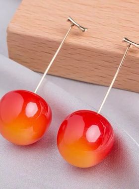 New Cute Simulation Red Cherry earrings Sweet Resin Hot