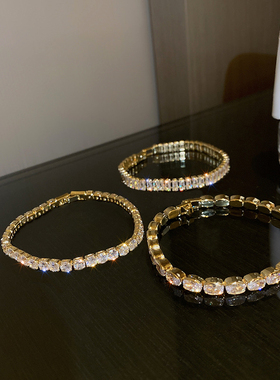 Trendy Design 14K Gold Plated Geometric Zircon Bracelet for