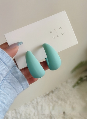 Fresh mint blue wild C-shaped earring earrings girl heart