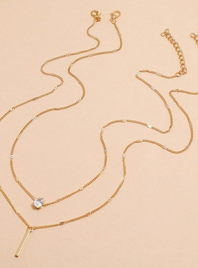 Stainless steel multilayer AAA Zircon Charm double drop