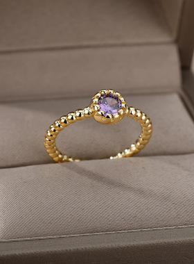 Stainless Steel BirthStone Rings For Women Gold Color